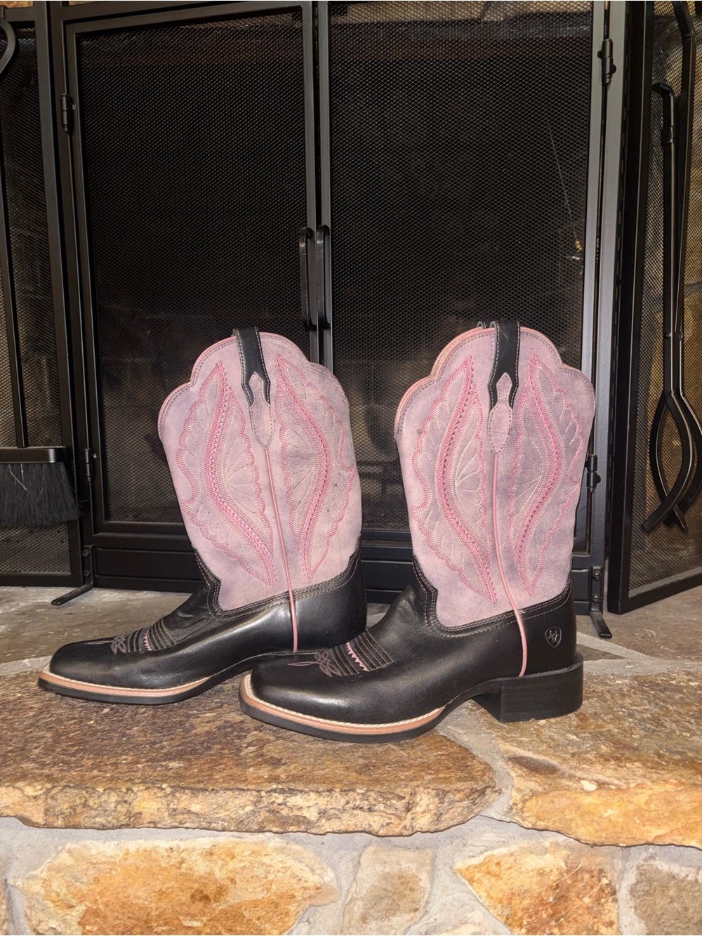 Women's Ariat Black and Pink Western Cowboy Boots